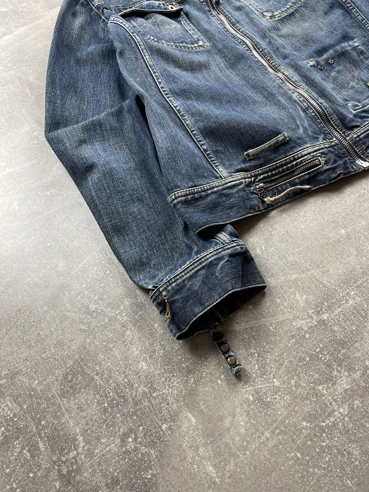 Diesel × Vintage Diesel Rare Denim Vintage Faded Jacket Biker Distressed Size US XL / EU 56 / 4 - 4 Thumbnail