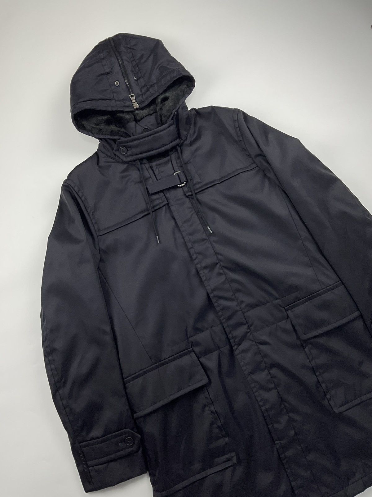 Prada Prada BLack Tab Fur Hood Utility Jacket Size US M / EU 48-50 / 2 - 10 Thumbnail