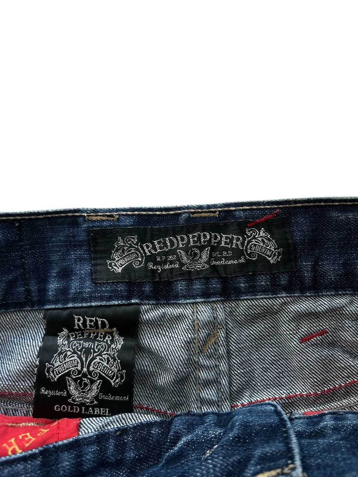 Japanese Brand Vintage Red Pepper "Gold Label" Distressed Biker Denim Jeans Size US 32 / EU 48 - 6 Thumbnail