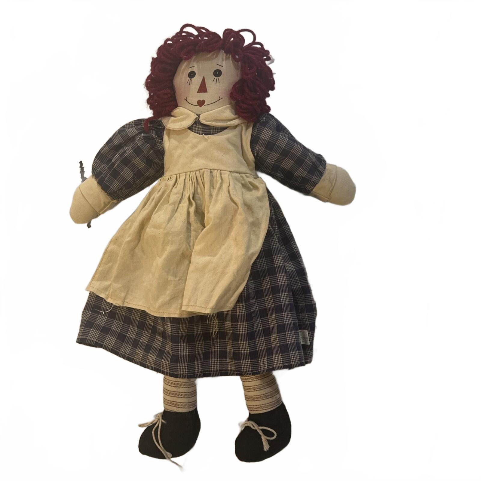 Other Handmade Raggedy Ann Vintage 19” Doll Yarn Hair & Tied Shoes Size ONE SIZE - 7 Thumbnail