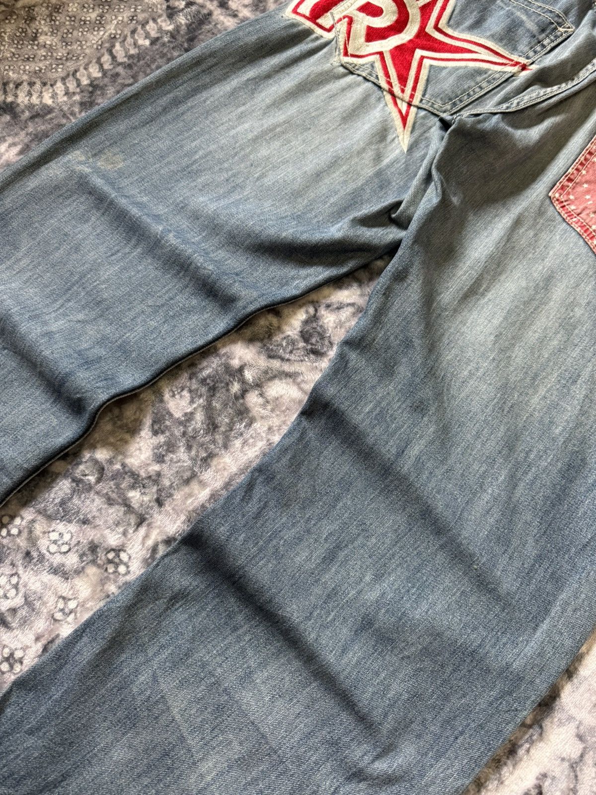 G-Unit × Vintage Y2k Real Bvoice Embroidered Pocket Baggy Loose Jeans Size US 32 / EU 48 - 4 Thumbnail