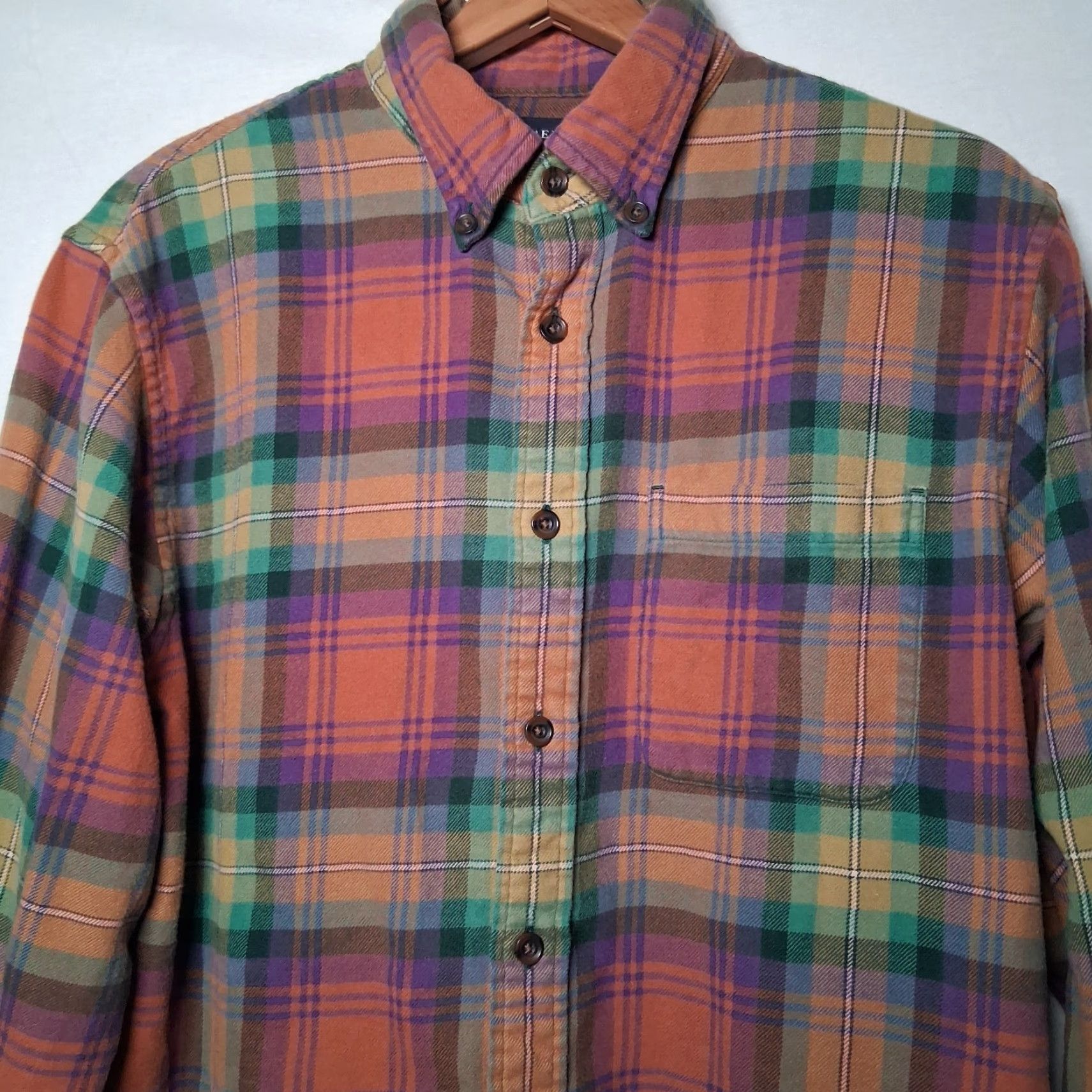 Lands' End Lands' End Flannel Shirt Men M 15-15 1/2 Rust Green Purple Button Down Workwear Plaid Long Sleeve Casual Size US M / EU 48-50 / 2 - 2 Thumbnail