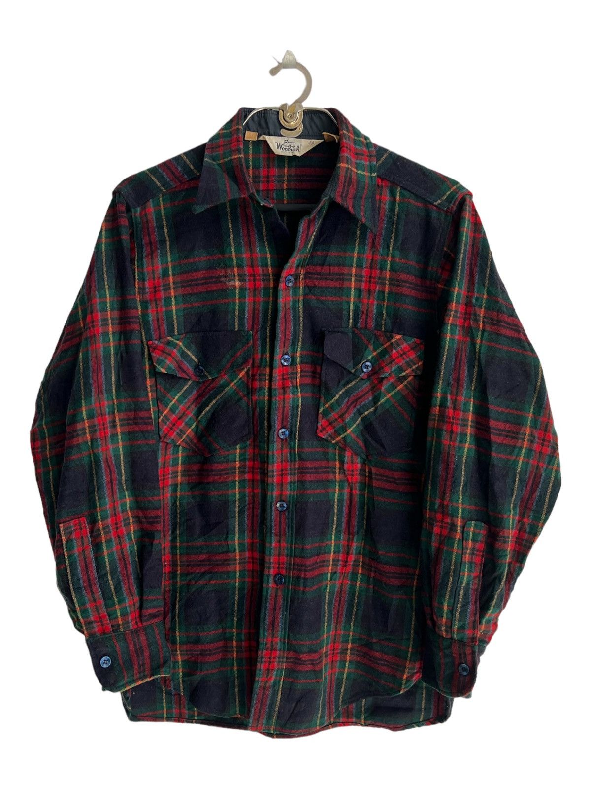 Vintage × Woolrich Woolen Mills 1980s Woolrich Red Tartan Checkered Wool Flannel Shirt Size US M / EU 48-50 / 2 - 2 Thumbnail
