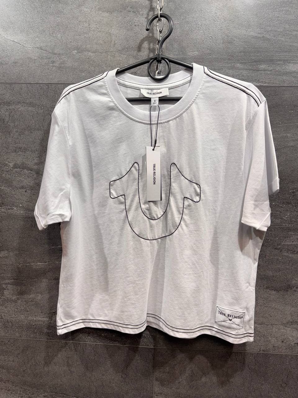 True Religion True Religion White Cropped T-Shirt Big Logo Stitch Front Size S / US 4 / IT 40 - 1 Thumbnail