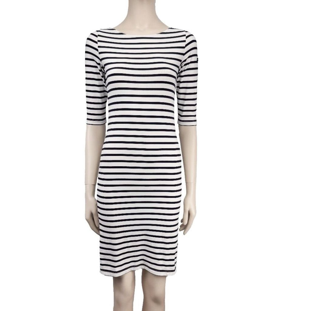 Saint James SAINT JAMES Stretch White Blue Midi Sheat Nautical Dress XS Size XS / US 0-2 / IT 36-38 - 6 Thumbnail