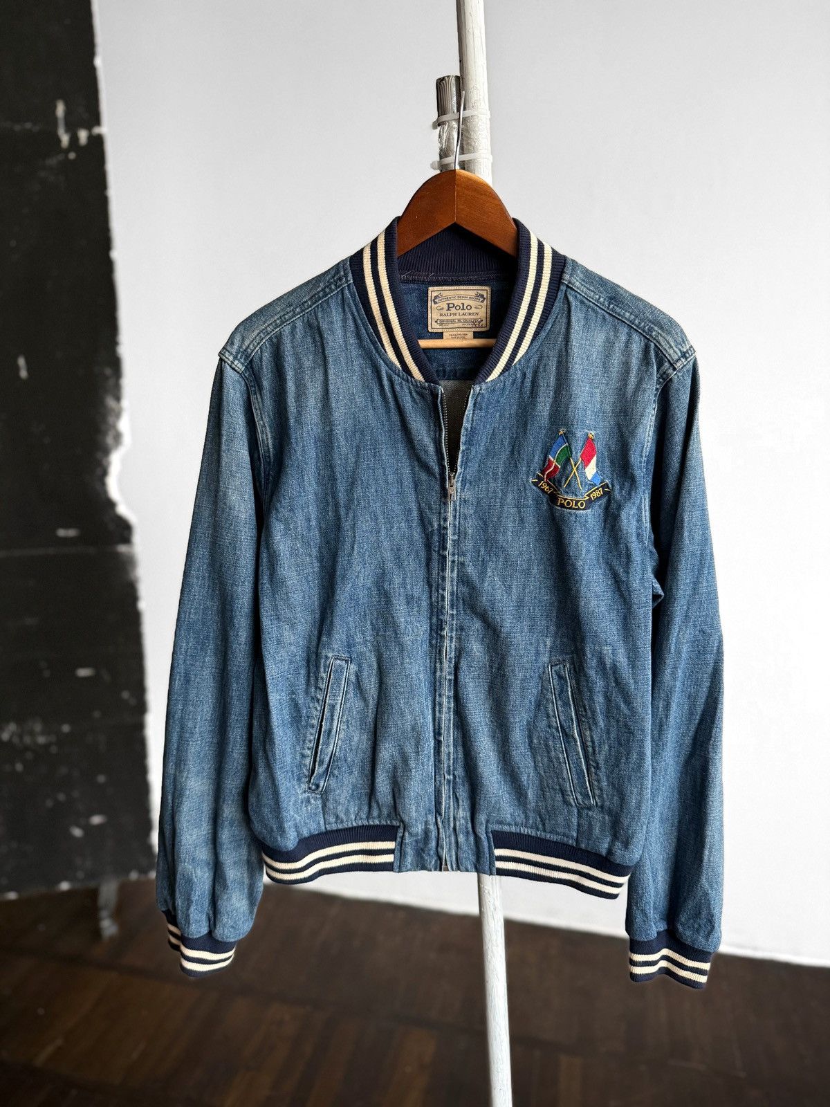 Polo Ralph Lauren Polo Ralph Lauren Vintage Denim Bomber Jacket Flags Logo Size US L / EU 52-54 / 3 - 1 Thumbnail