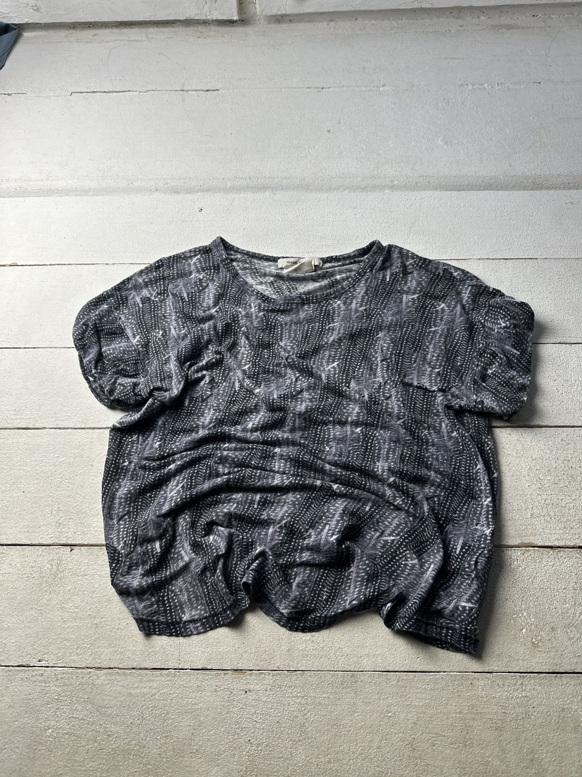 H&M × Isabel Marant 🚨Isabel Marant Striped Distress Ripped Fuzzy tee OPIUM Size XS / US 0-2 / IT 36-38 - 1 Thumbnail