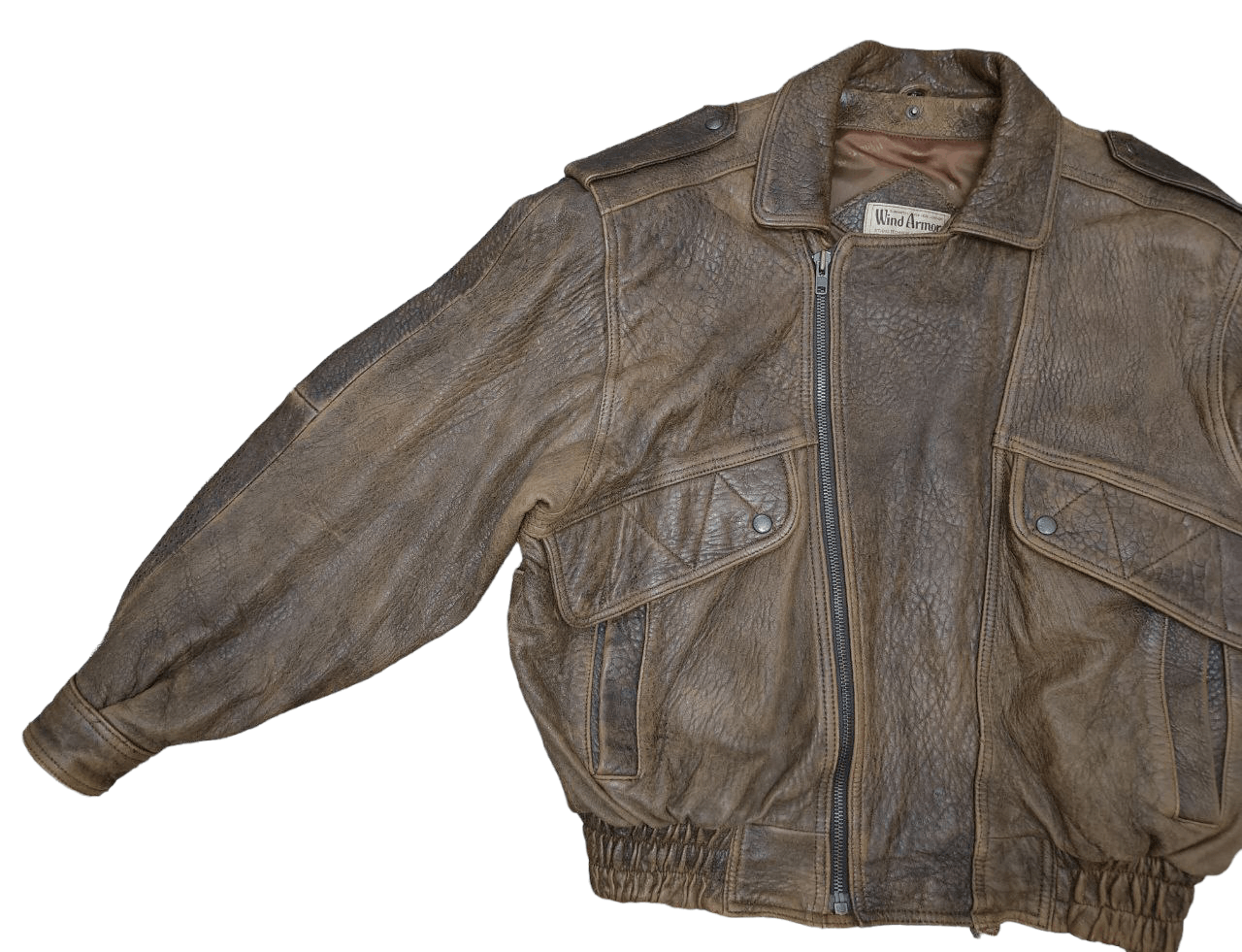 Leather Wind Armor Bomber Leather Jacket Size US XXL / EU 58 / 5 - 3 Thumbnail