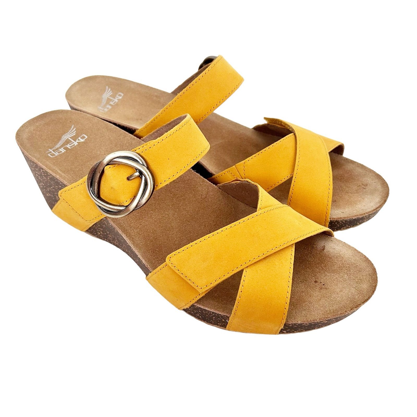 Dansko Dansko Susie Mango Yellow Leather Wedge Sandals Sz 42 Grailed