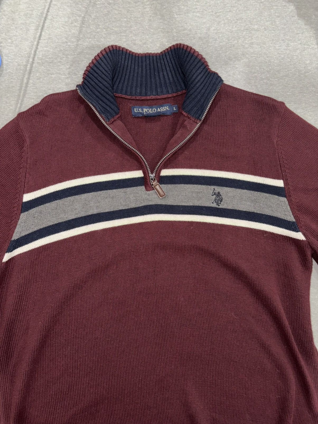 U.S. Polo Assn. Ralph Lauren Polo Quarter Zip Sweater Size US L / EU 52-54 / 3 - 1 Thumbnail