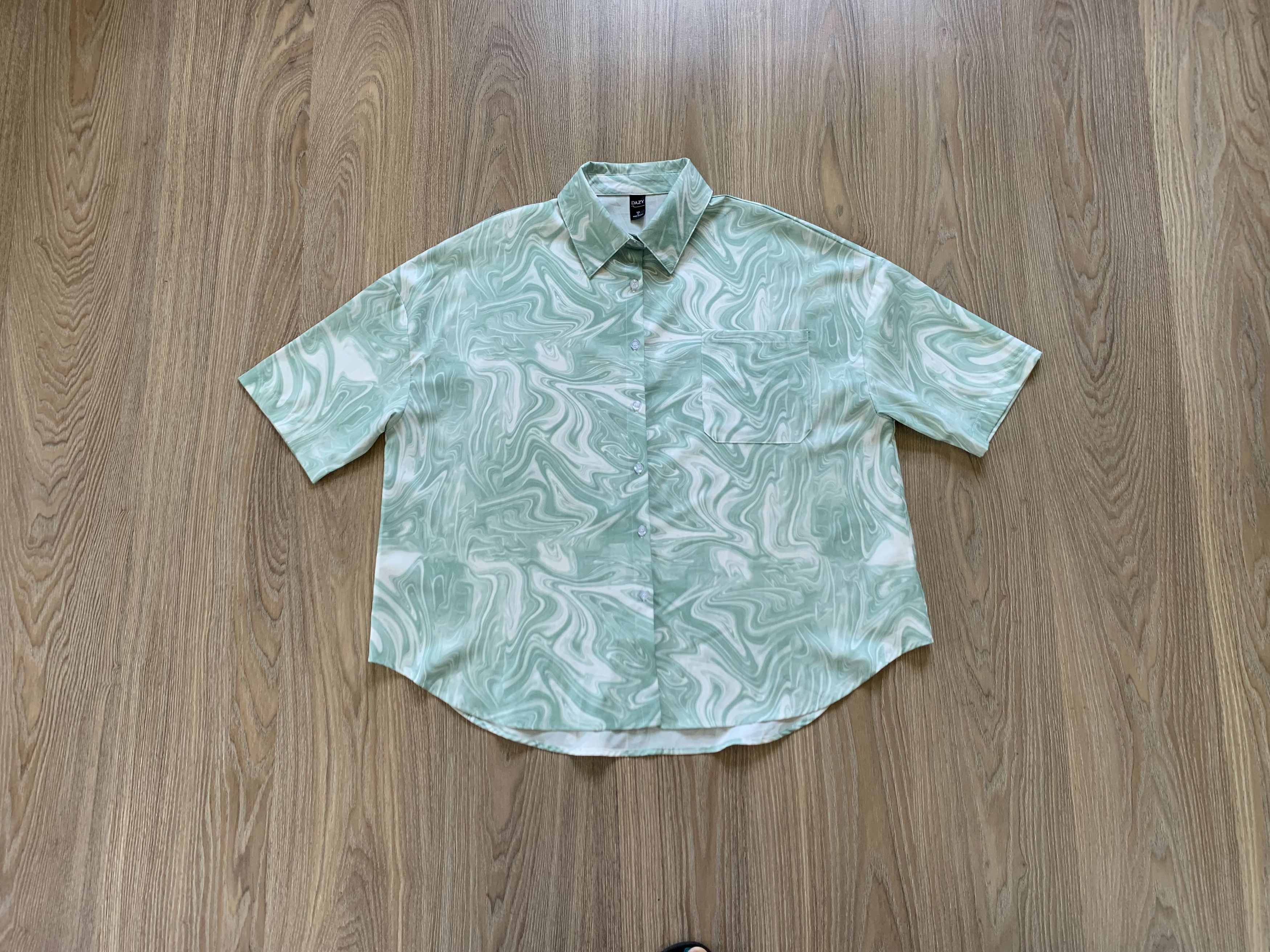 Other Womens DAZY Green Marble Print Hawaiian Shirt Size XL / US 12-14 / IT 48-50 - 1 Thumbnail