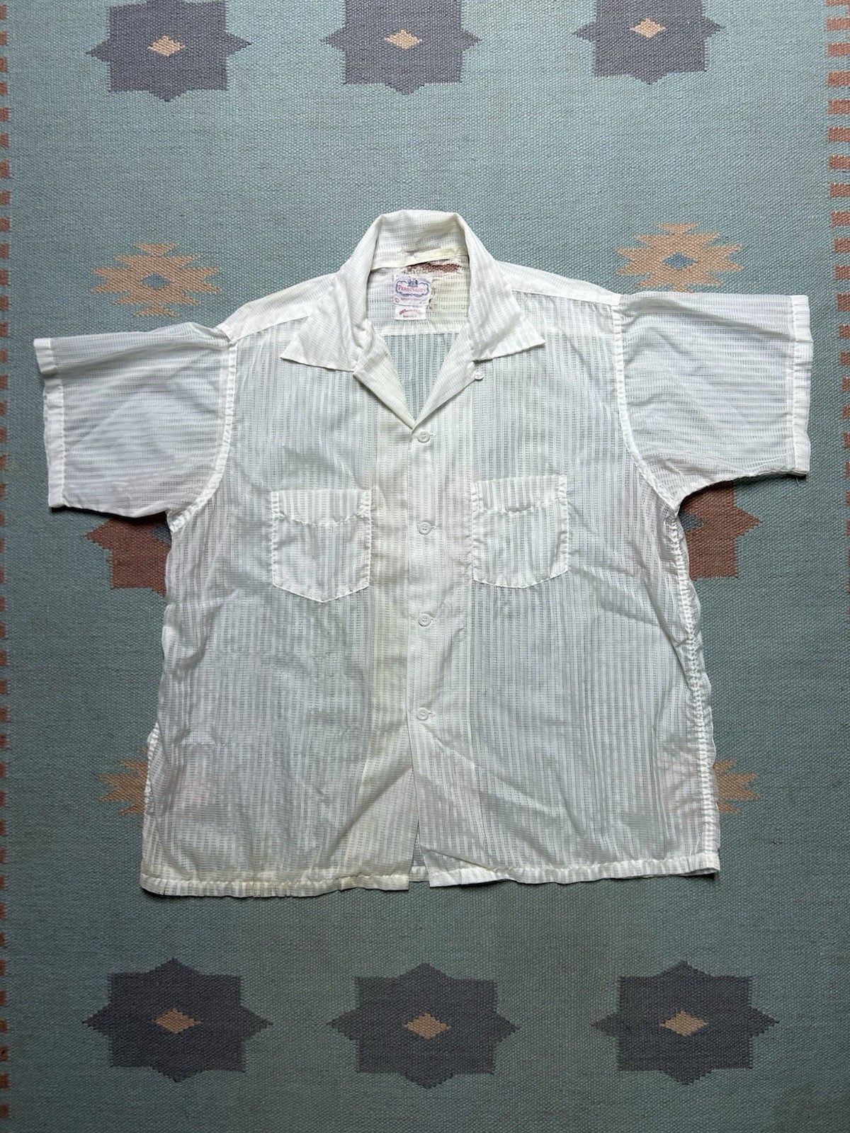 Vintage Vtg 1950s button shirt loop collar nylon sheer breathable L Size US L / EU 52-54 / 3 - 1 Thumbnail
