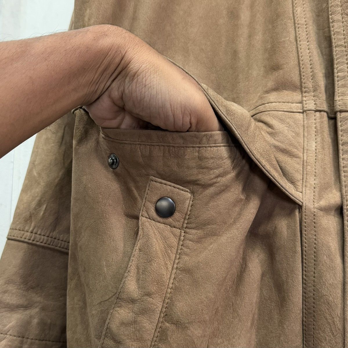Vintage VTG Brown Leather Jacket Minimal Coat Italian Style Cowhide Size US M / EU 48-50 / 2 - 5 Thumbnail