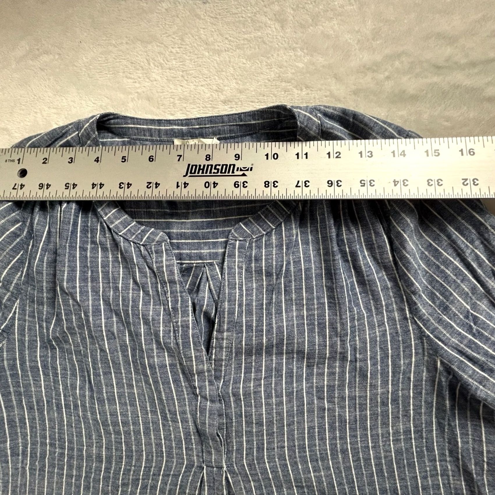 Joie Joie Blouse Medium Blue & White Striped Cotton Long Sleeve Popover Top Womens Size M / US 6-8 / IT 42-44 - 5 Thumbnail