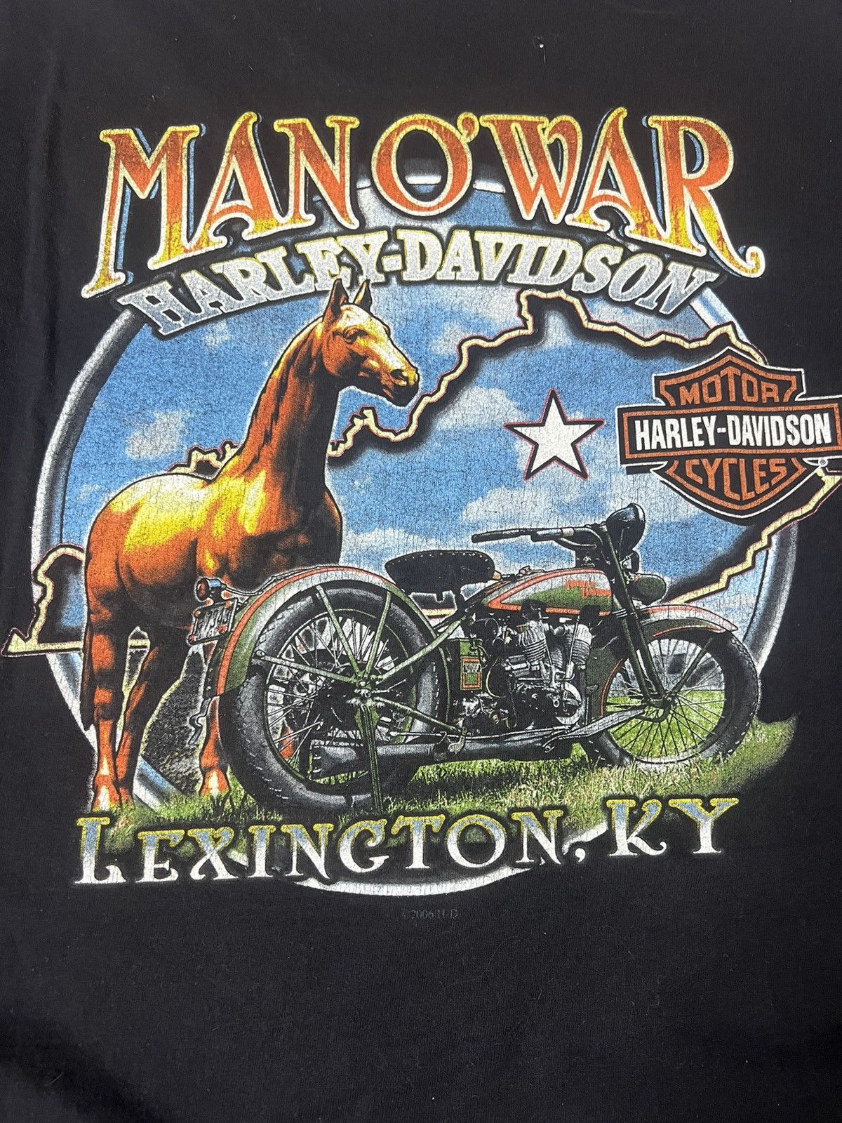 Harley Davidson Vintage Y2K Man O’War Harley Davidson Faded Biker Tee Size US XXL / EU 58 / 5 - 2 Thumbnail