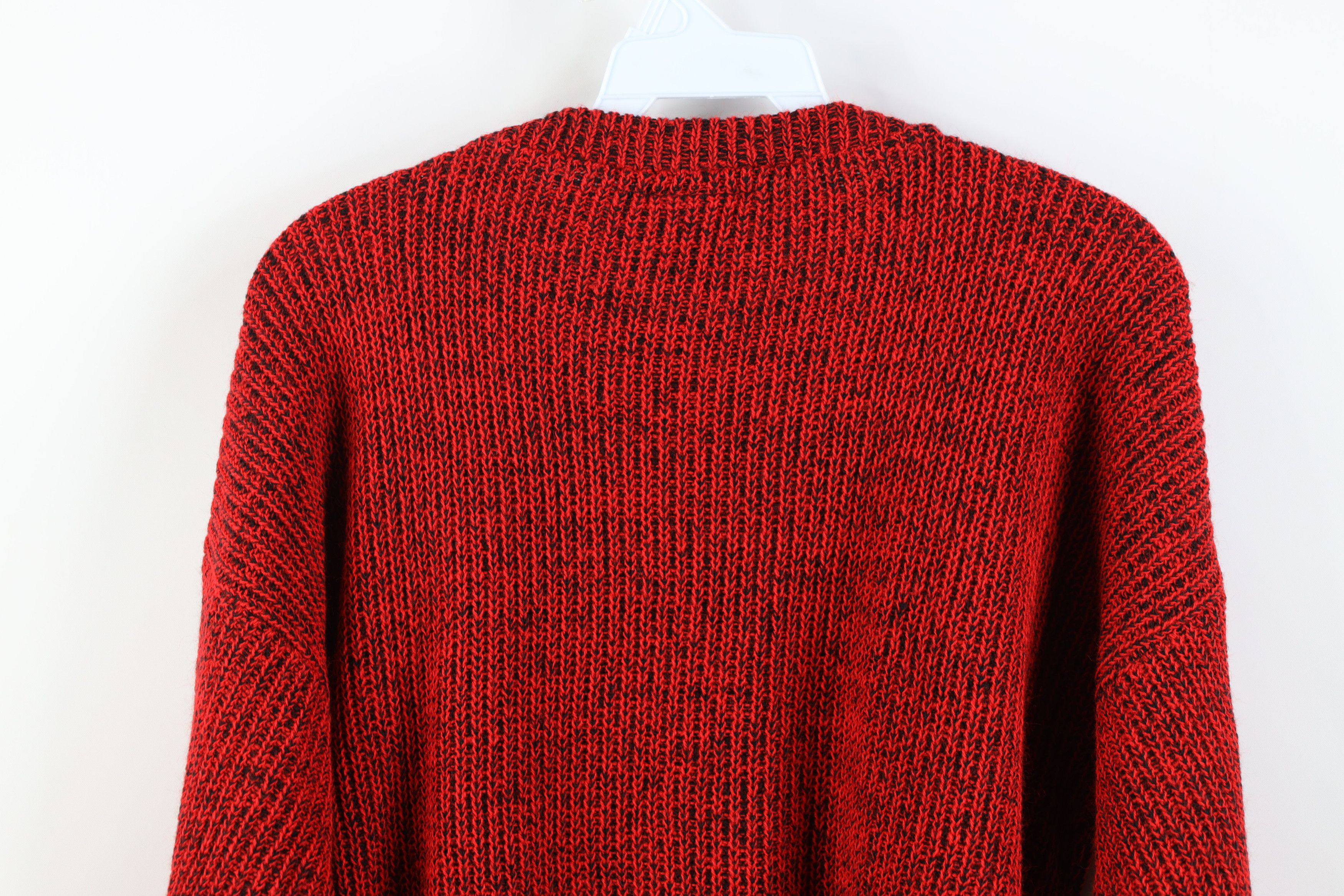 Vintage Vintage 90s Streetwear Ribbed Knit Crewneck Sweater Red USA Size L / US 10 / IT 46 - 9 Thumbnail