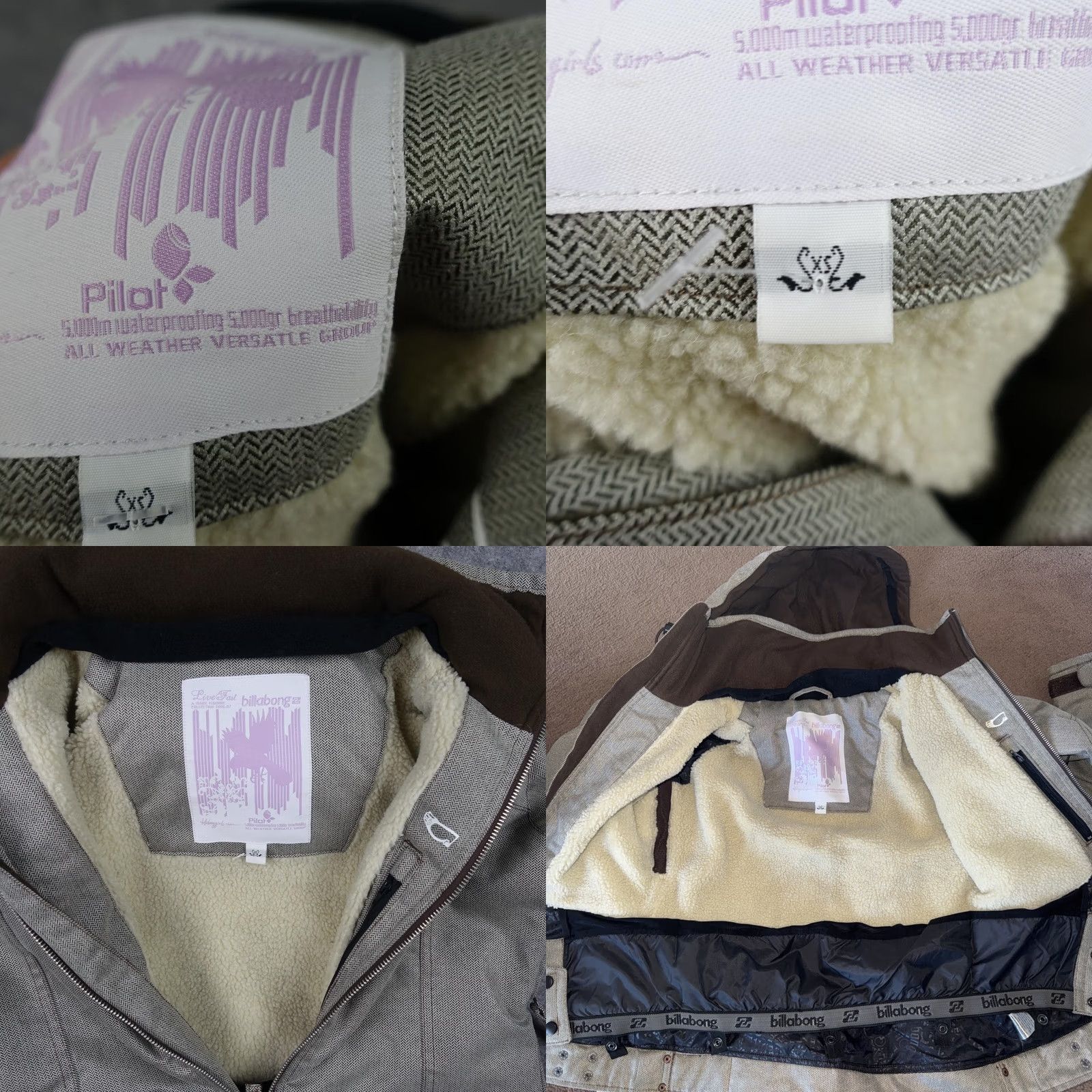 Billabong Billabong Pilot Jacket Womens XS Gray Herringbone Ski Jacket Waterproof Insulated Mid-Length Hooded Breatha Ble Size XS / US 0-2 / IT 36-38 - 10 Thumbnail
