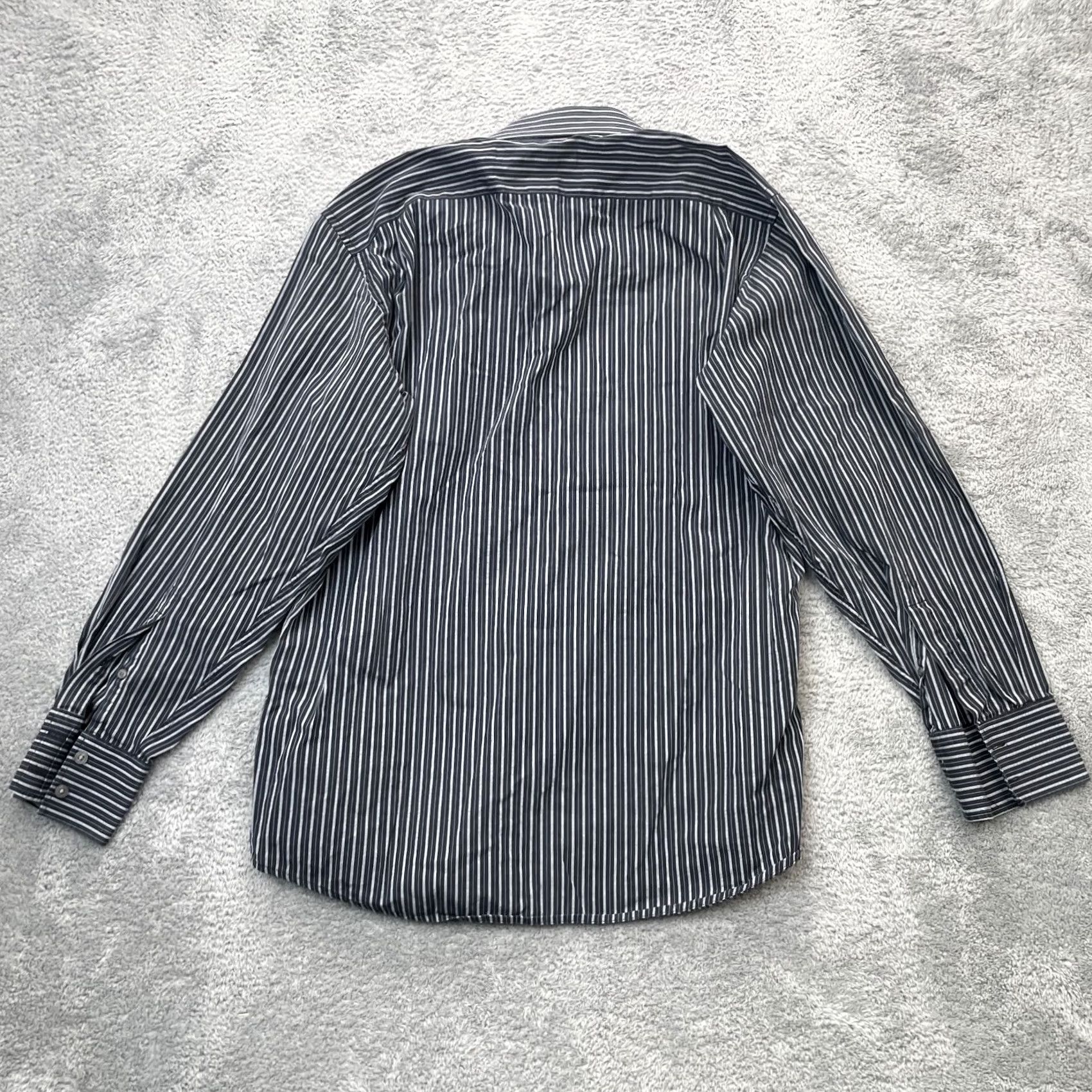 Banana Republic VINTAGE Banana Republic Shirt Mens L Black Dress Striped Cotton Button Up Business Size 42R - 5 Thumbnail