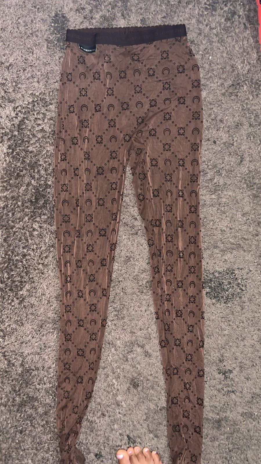 Marine Serre Marine Serre Moonogram Mesh Flock Tights — Chocolate (BR50) Size 25" / US 0 / IT 36 - 2 Thumbnail