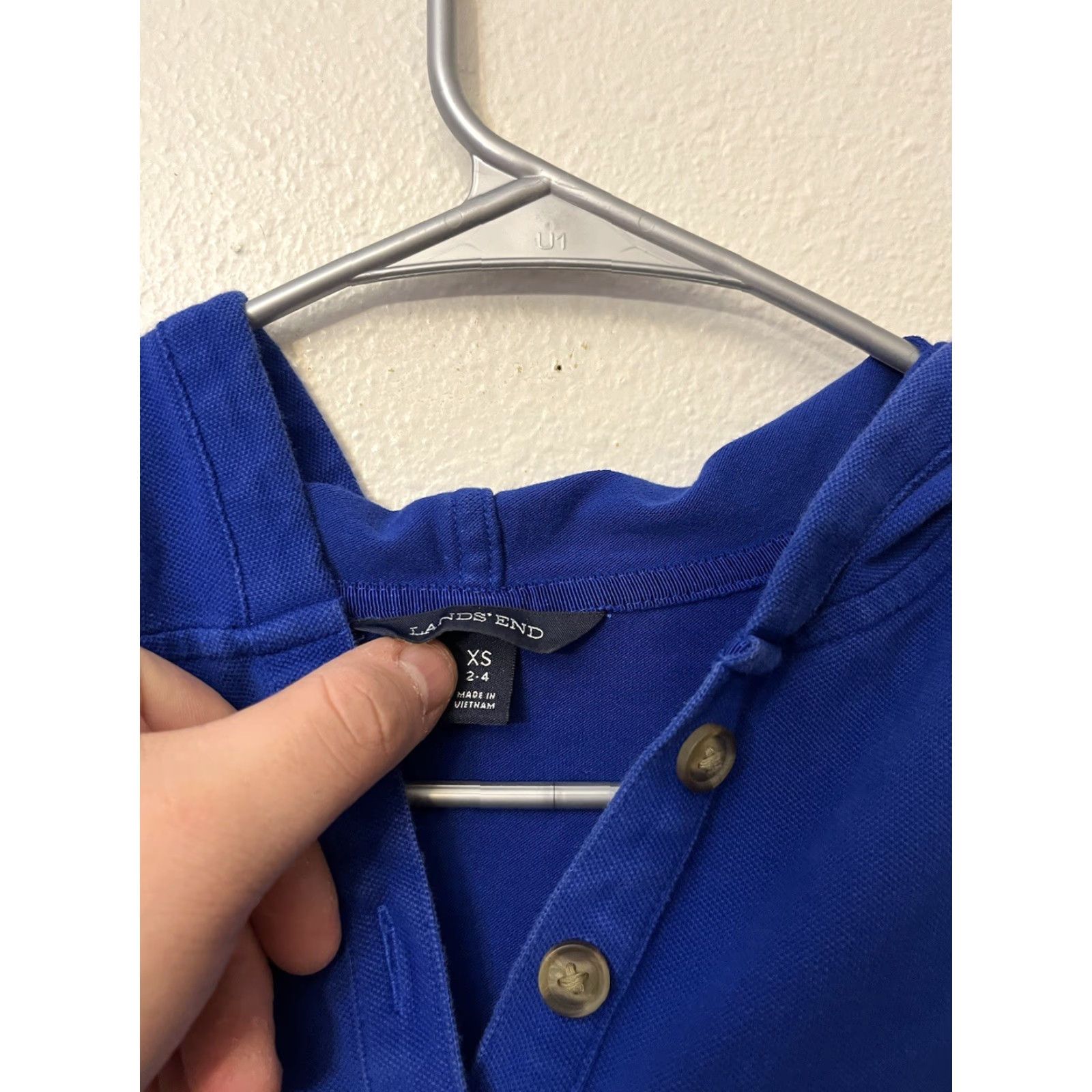 Lands' End Lands' End Blue Henley Hoodie Top Women's XS 3/4 Sleeve Knit Pullover Size XS / US 0-2 / IT 36-38 - 3 Thumbnail