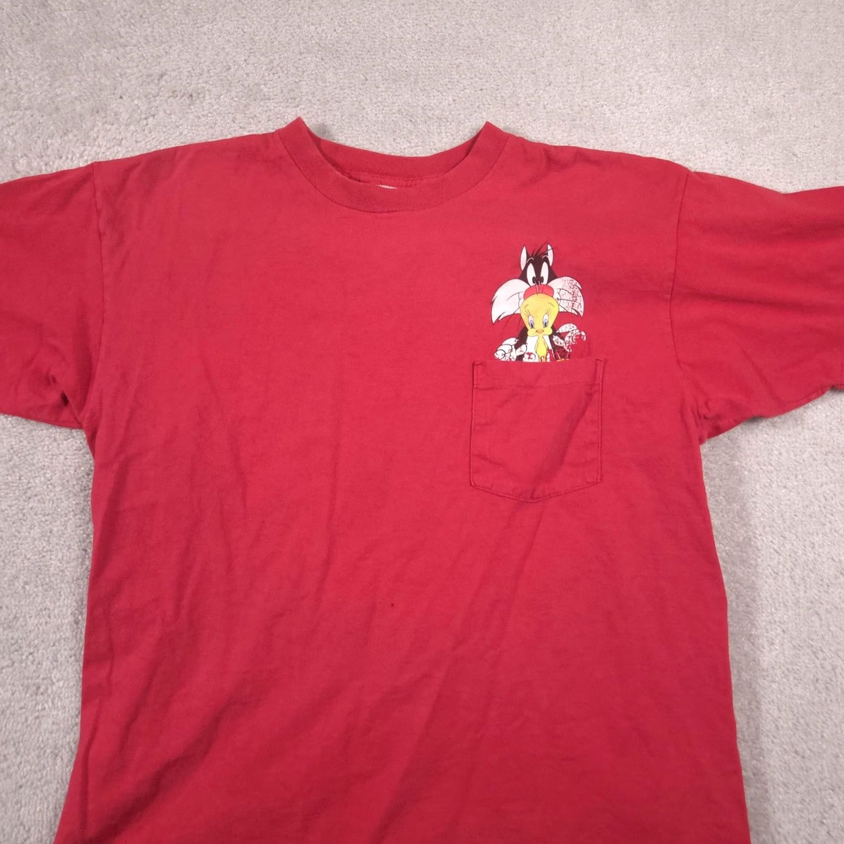 Delta Delta Looney Tunes Shirt Mens XL Red Tweety Sylvester Pocket Graphic Tee USA Size US XL / EU 56 / 4 - 3 Thumbnail