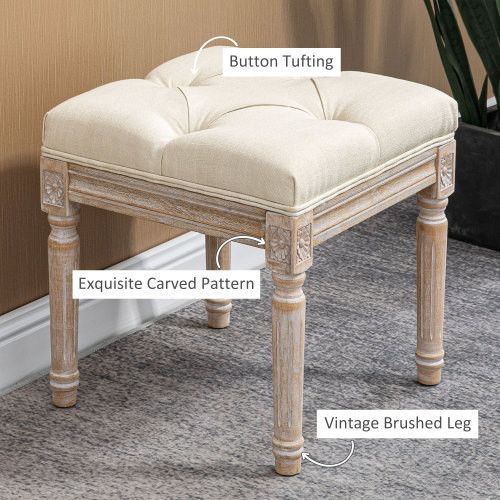 Designer × Homemade HOMCOM 16" Vintage Ottoman, Tufted Foot Stool with Upholster Size US L / EU 52-54 / 3 - 3 Thumbnail