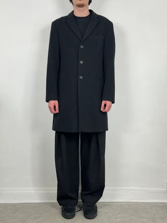 Emporio Armani 1990s Emporio Armani Dark Obscure Wool Long Coat Size US M / EU 48-50 / 2 - 2 Thumbnail