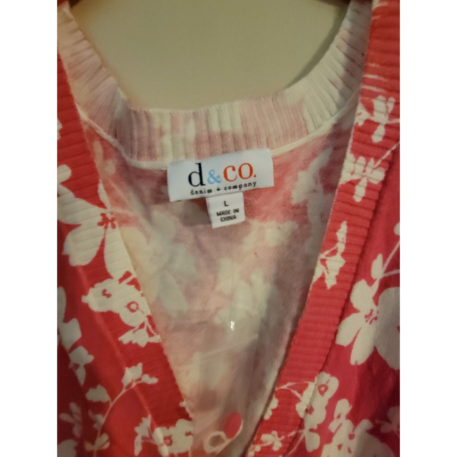 Denim & Co. Denim & Company Pink Flowered Cardigan L Size L / US 10 / IT 46 - 2 Thumbnail