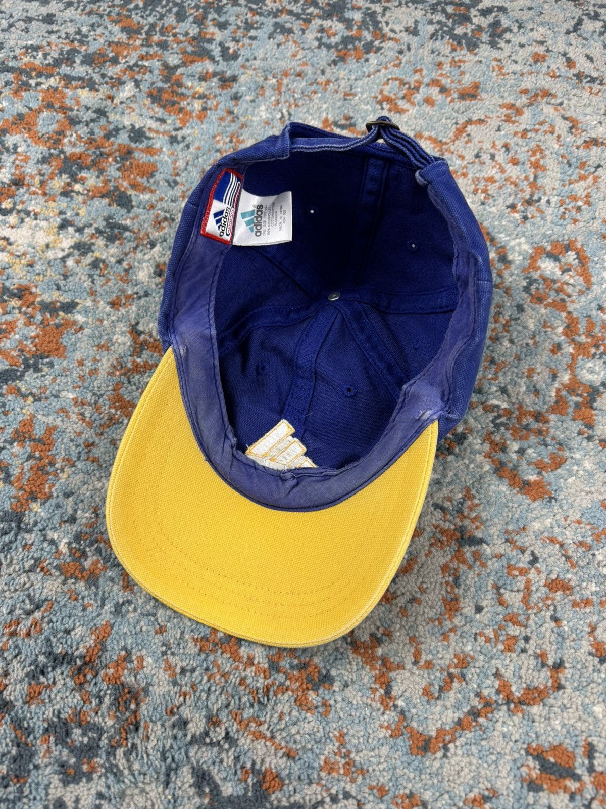 Adidas × Vintage Vintage 90s Adidas yellow navy crazy raver style hat cap Size ONE SIZE - 5 Thumbnail