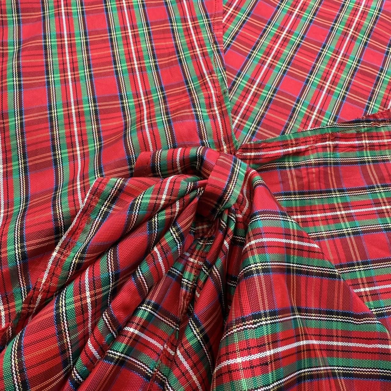 Designer Red Plaid Collar Size ONE SIZE - 3 Thumbnail