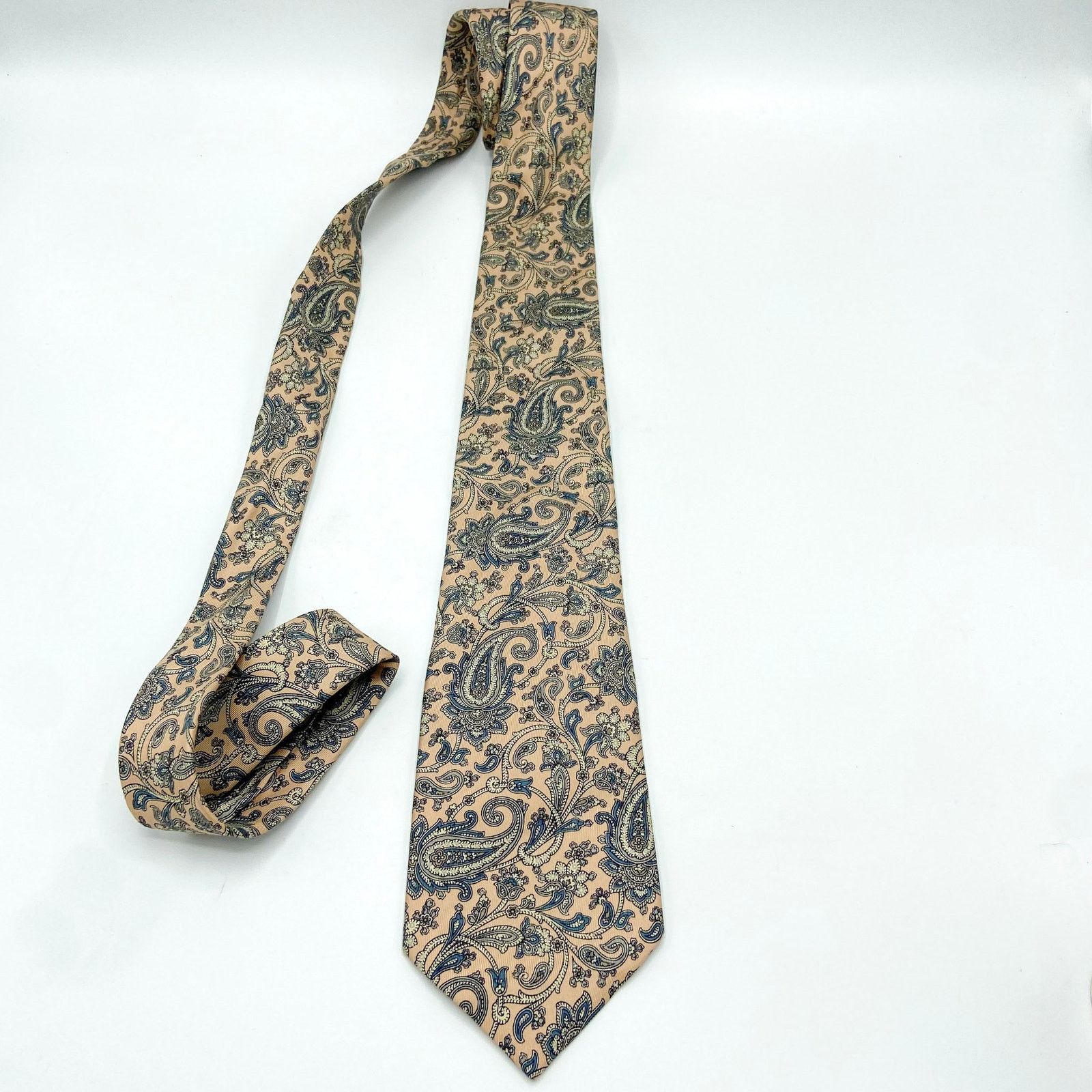 Oscar De La Renta Oscar de la Renta Silk Tie Pink Blue Paisley Jacquard Size ONE SIZE - 7 Thumbnail