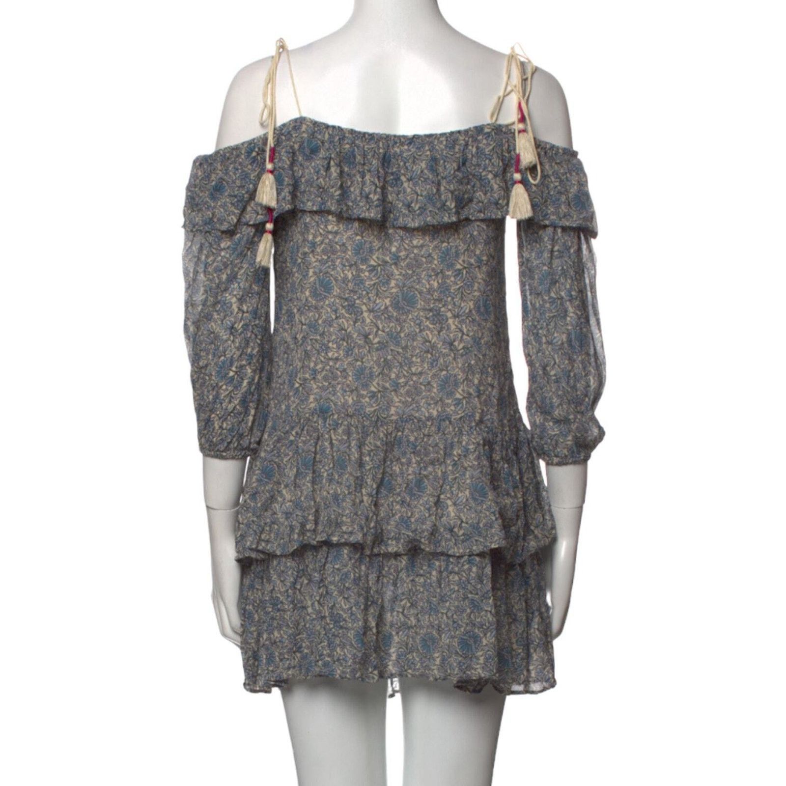 Rebecca Minkoff Rebecca Minkoff Medium Blue Floral Dexter Cold Shoulder Ru Size M / US 6-8 / IT 42-44 - 3 Thumbnail