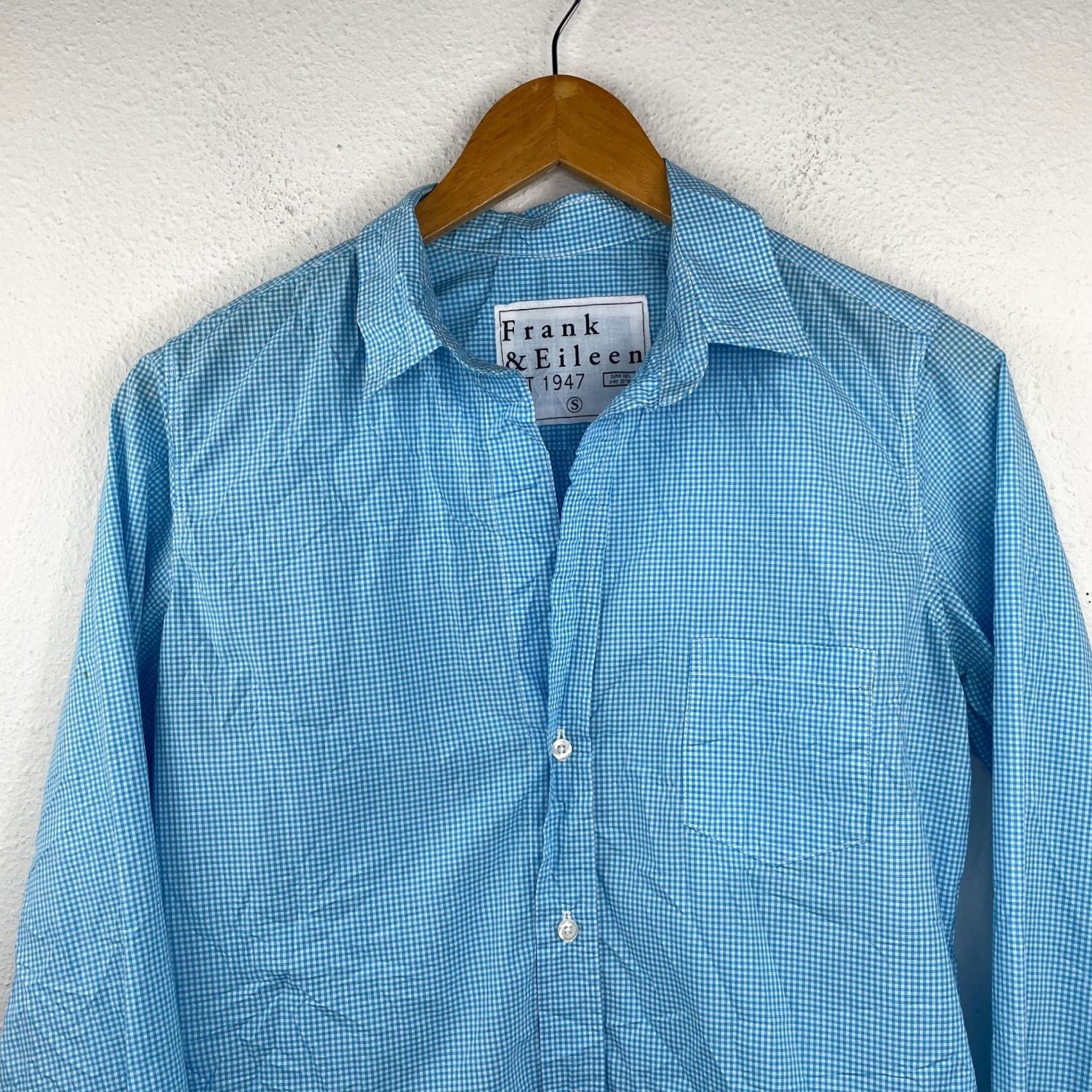 Frank & Eileen Frank & Eileen Barry Shirt Gingham Blue White XS S Classic Womens Button Cuff Long Sleeve 100% Cotton Lightweight Check Pattern Vintage: No Size S / US 4 / IT 40 - 3 Thumbnail