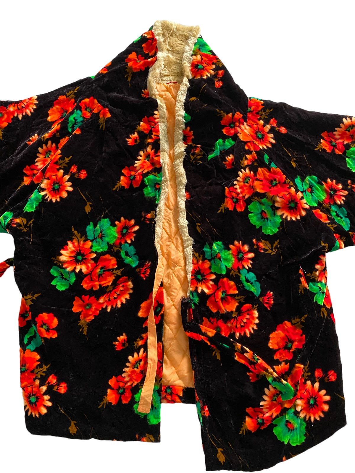Japanese Brand Vintage kimono velvet Flower Motive Japan Oversized Jacket Size US XL / EU 56 / 4 - 4 Thumbnail