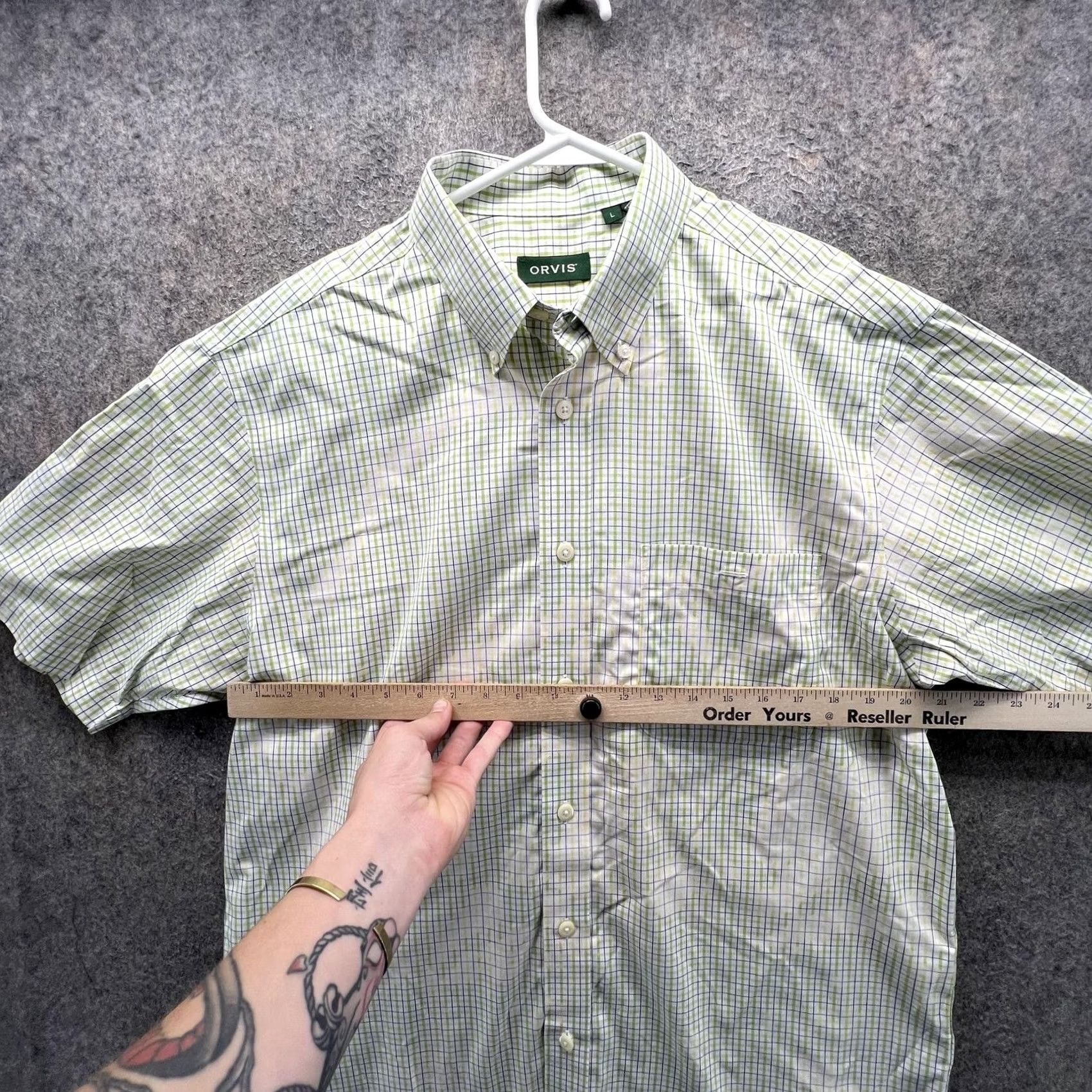 Orvis Orvis Shirt Mens Large Green Check Short Sleeve Button Front Casual Woven Size US L / EU 52-54 / 3 - 5 Thumbnail