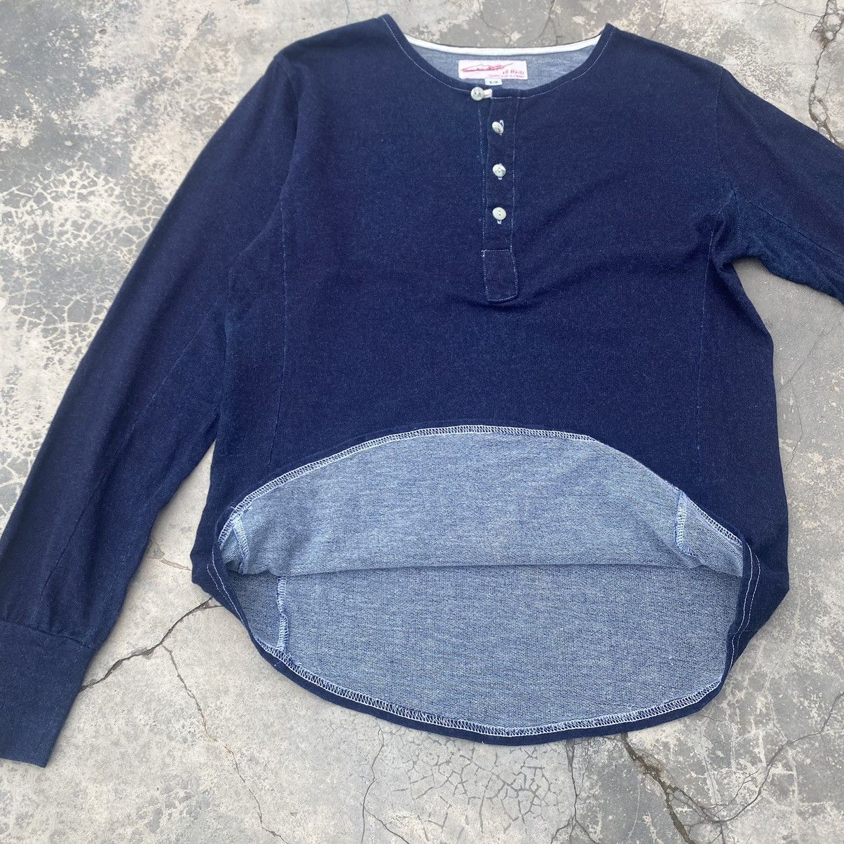 18 Waits The Harlem Henley Indigo French Terry Size US M / EU 48-50 / 2 - 2 Thumbnail