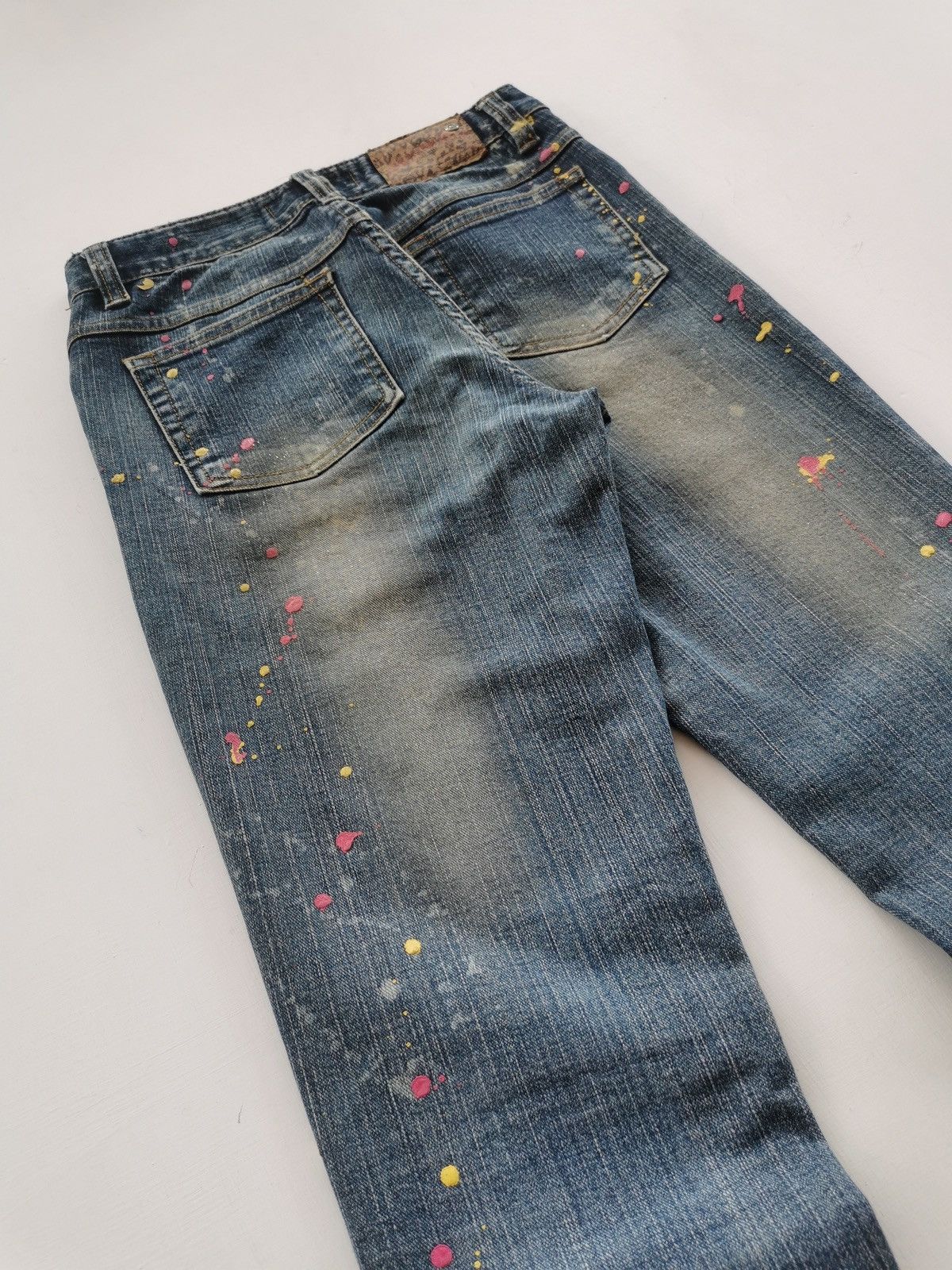 Japanese Brand Avira Pink Flare Paint Splash Denim Jeans Size 25" / US 0 / IT 36 - 10 Thumbnail