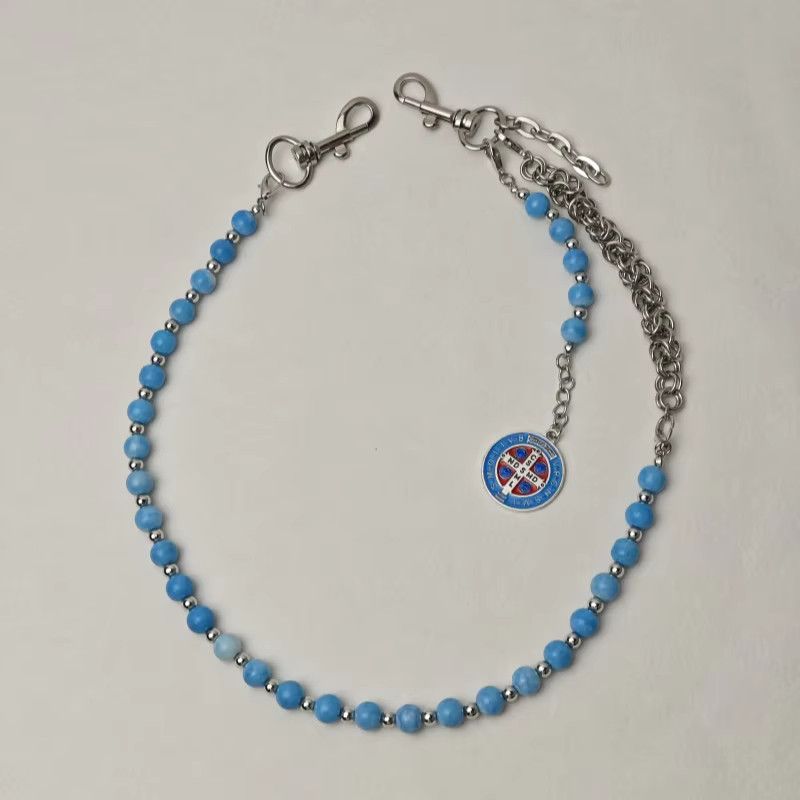 Jewelry Concise Blue Pine Stone Combination Titanium Waist Chain Size ONE SIZE - 2 Thumbnail