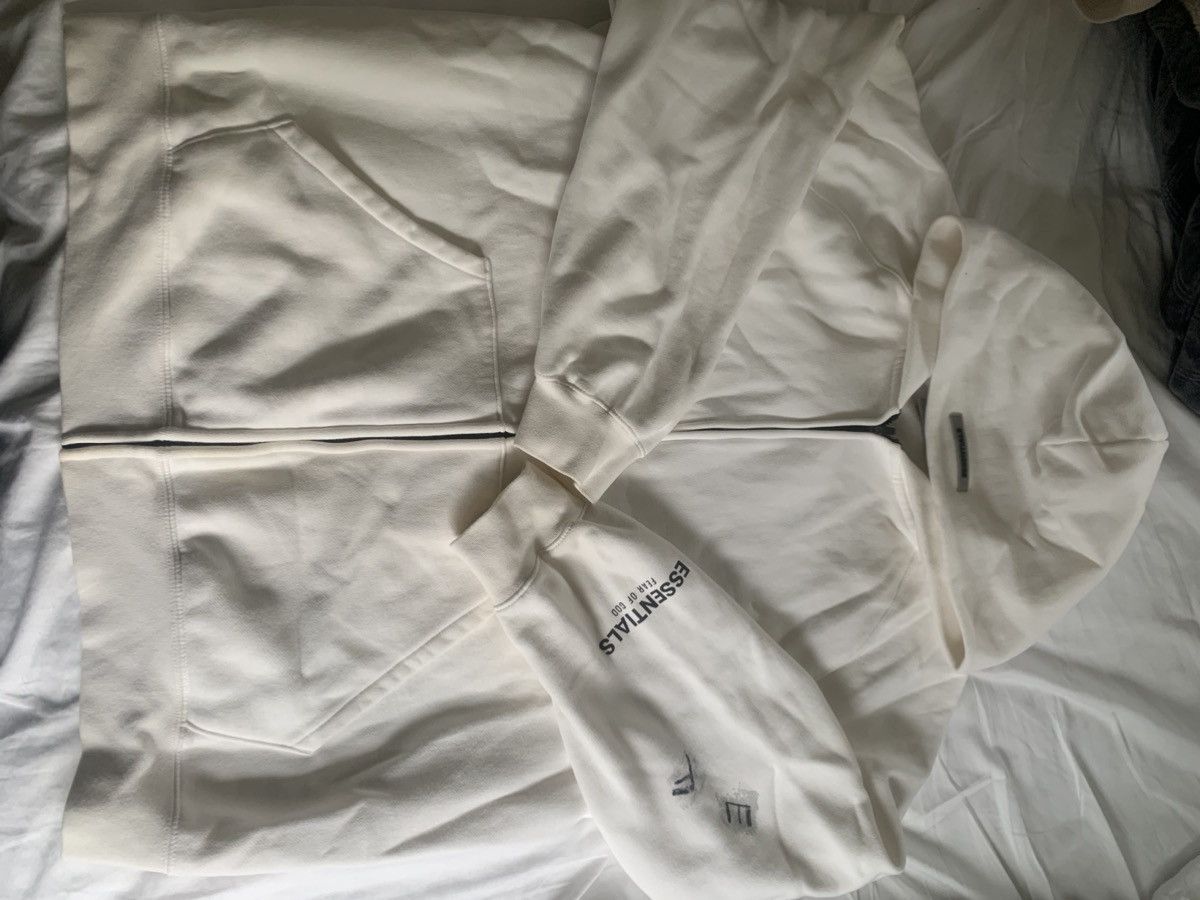 image of Essentials Full Zip Up Hoodie White Colourway, Men's (Size XL)