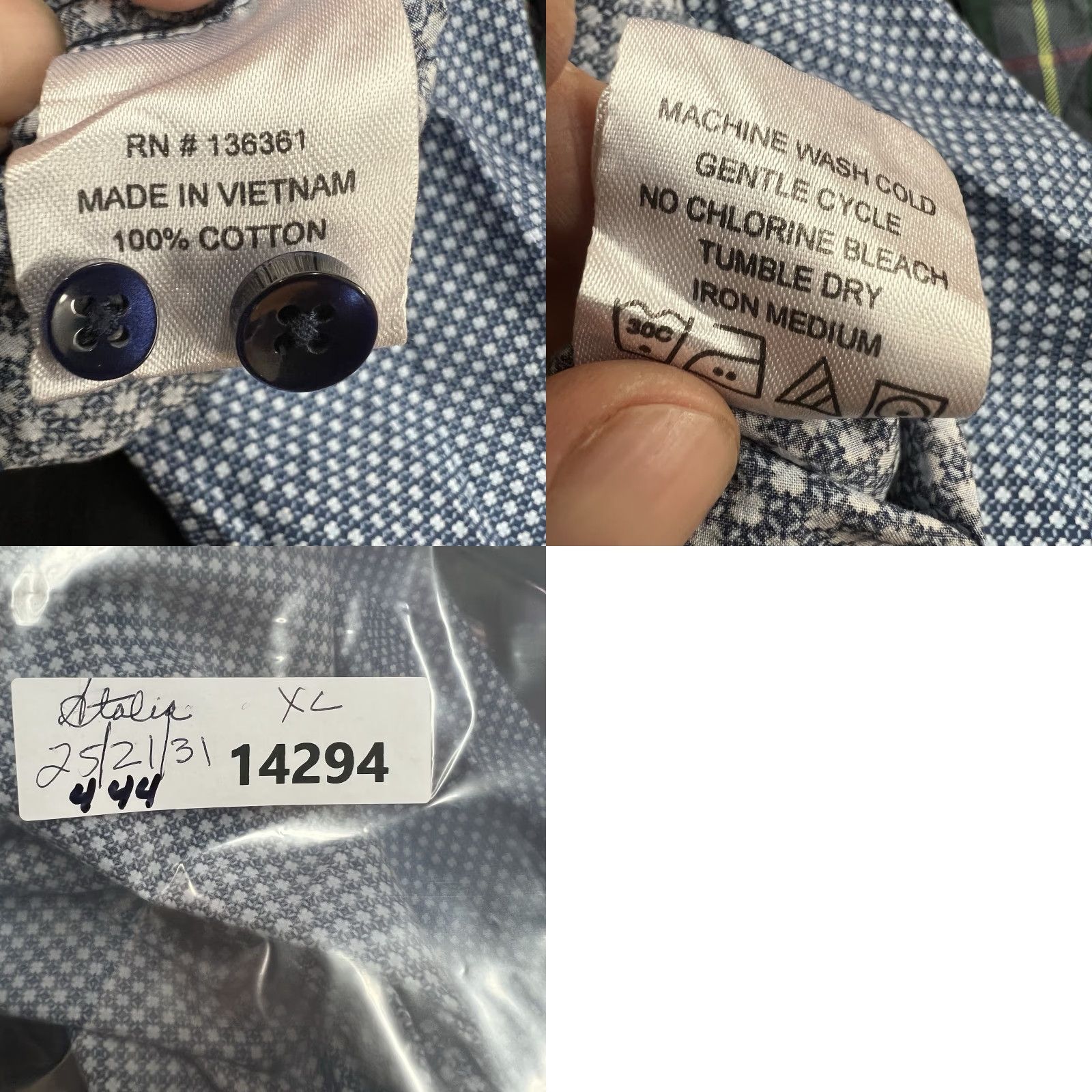 Tallia Italia Shirt XL Blue Geometric Print Long Sleeve Button-Up Mens Size US XL / EU 56 / 4 - 8 Thumbnail