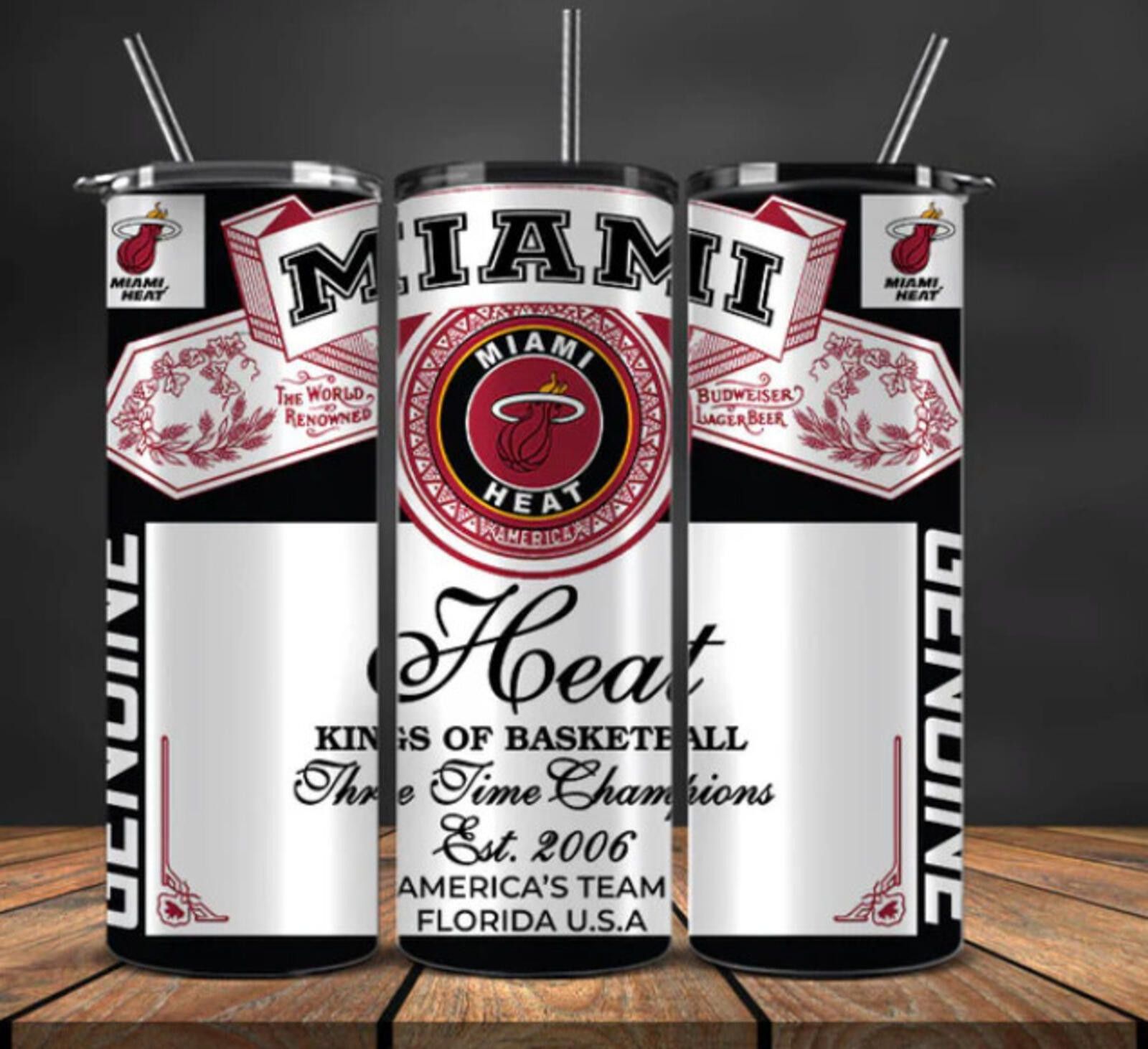 The Unbranded Brand Beer Can Look Stainless Steel Tumbler 20 Oz Miami Heat Size ONE SIZE - 1 Thumbnail