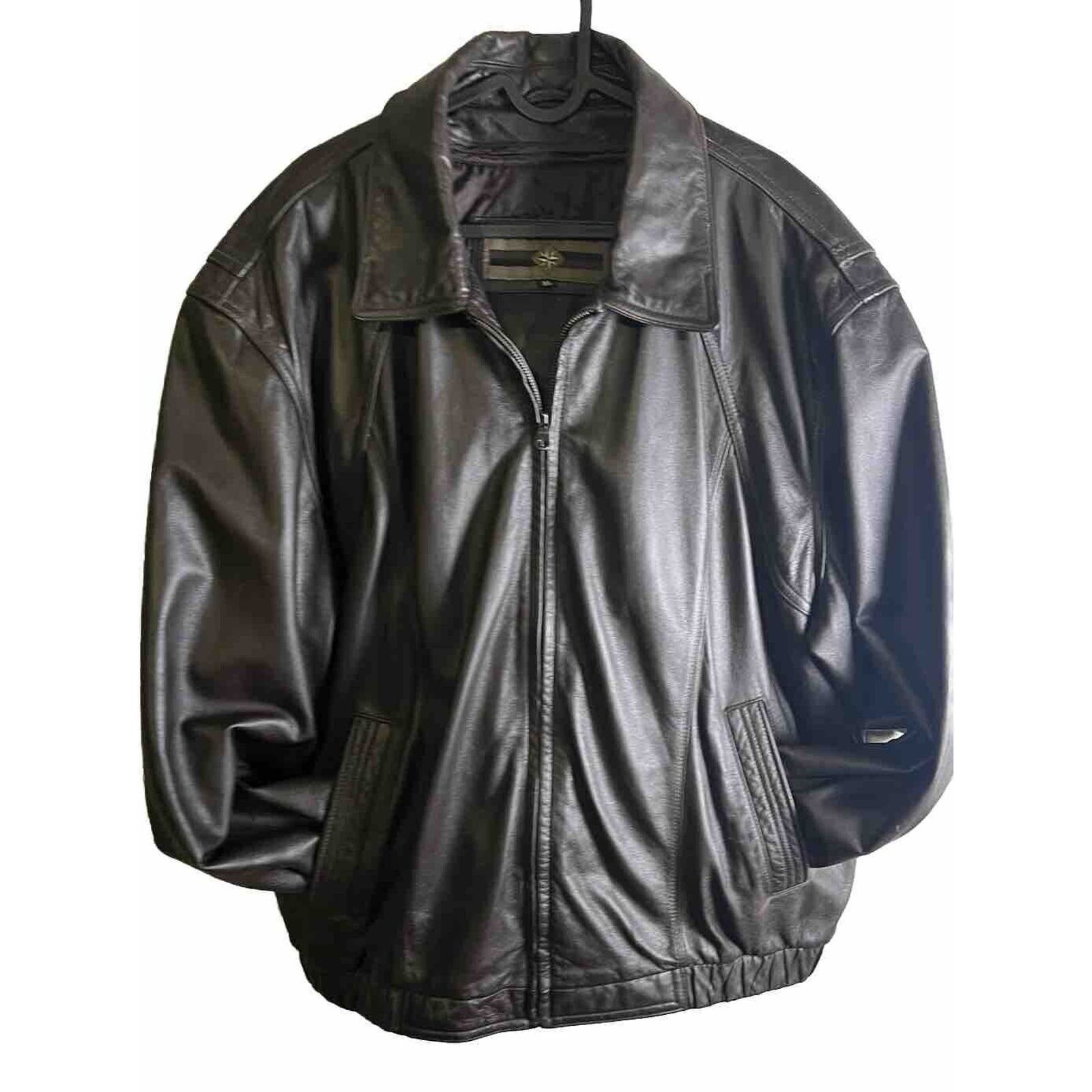 image of Vintage Members Only Brown Leather Bomber Jacket Men's Size Xl