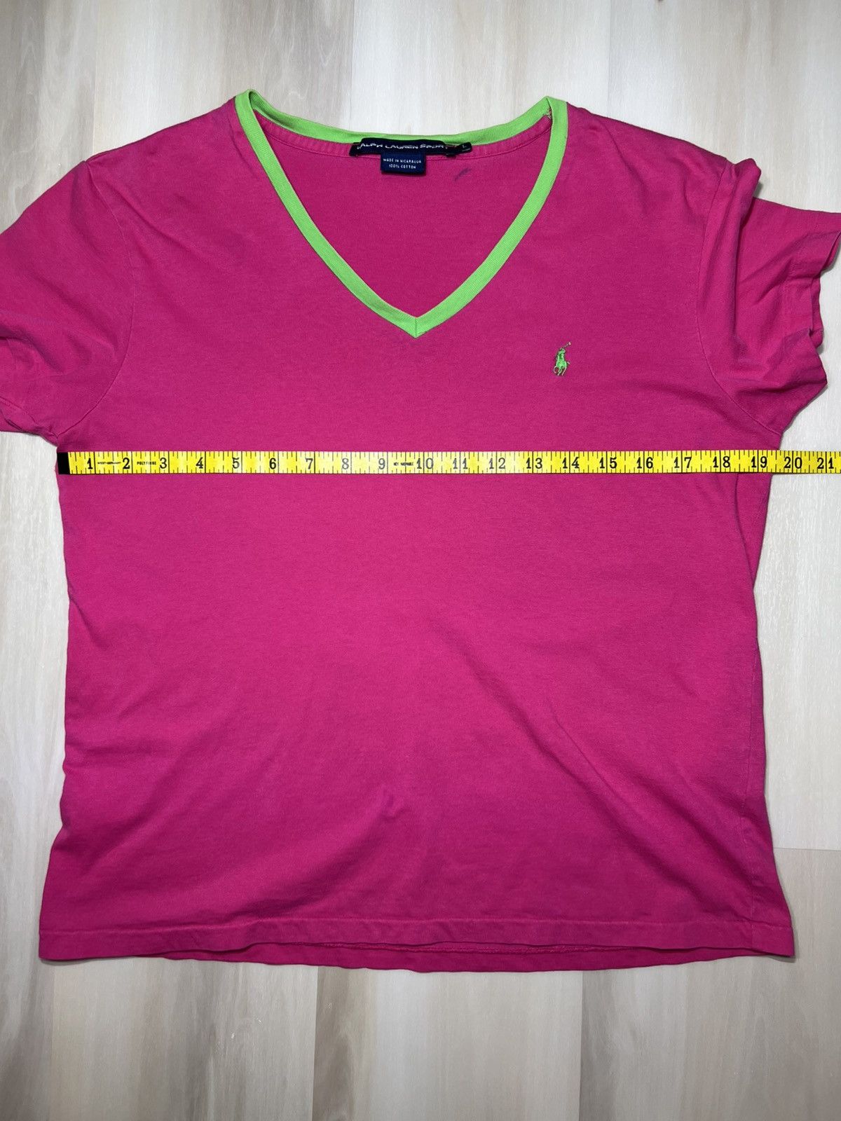 Polo Ralph Lauren Ralph Lauren Sport Shirt Pink V-Neck 100% Cotton Green Y2K Size L / US 10 / IT 46 - 3 Thumbnail