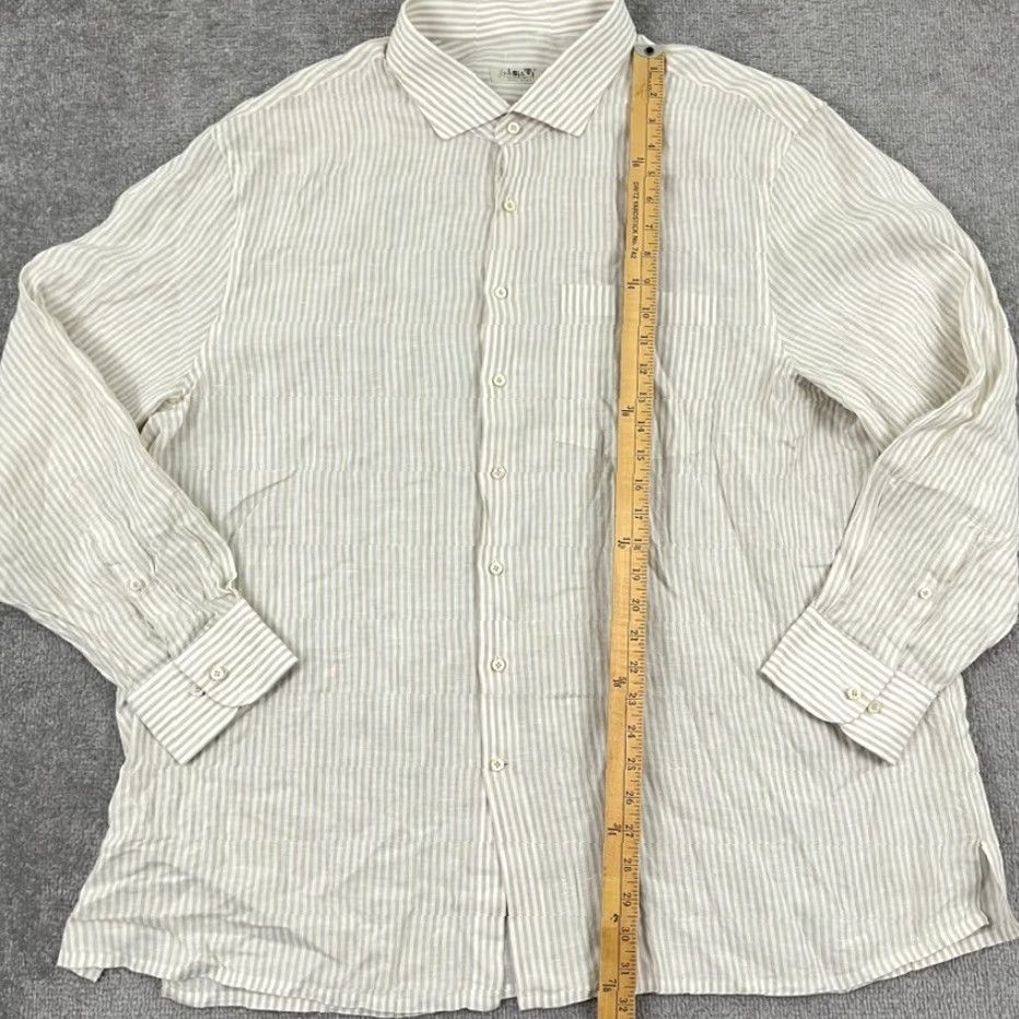 FLAX VINTAGE Solbiati Button Up Shirt Mens 3XL Linen Brown Striped Classic Clothing Mens Regular 3XL Button-Up Shirt Linen European Flax Old Money Size US XXL / EU 58 / 5 - 3 Thumbnail