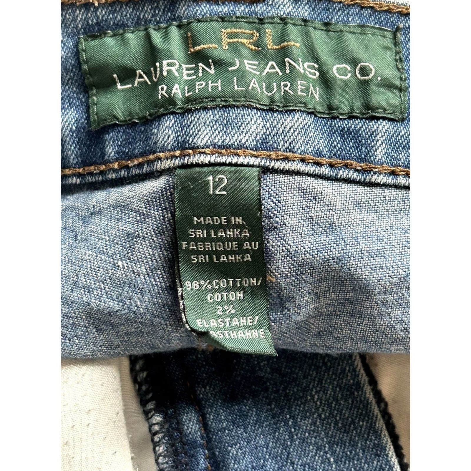 Ralph Lauren LRL Lauren Classic Bootcut Stretch Medium Wash Denim Jeans Sz 12 Women Regular Belt Loops 5-Pocket Style Bootcut Size 34" / US 12 / IT 48 - 6 Thumbnail