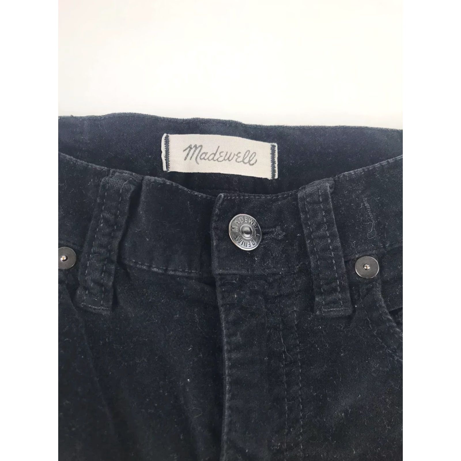 Madewell MADEWELL High Riser Velvet Skinny Women's 24 Black Velveteen Jeans EUC Size 42" / US 20 - 4 Thumbnail