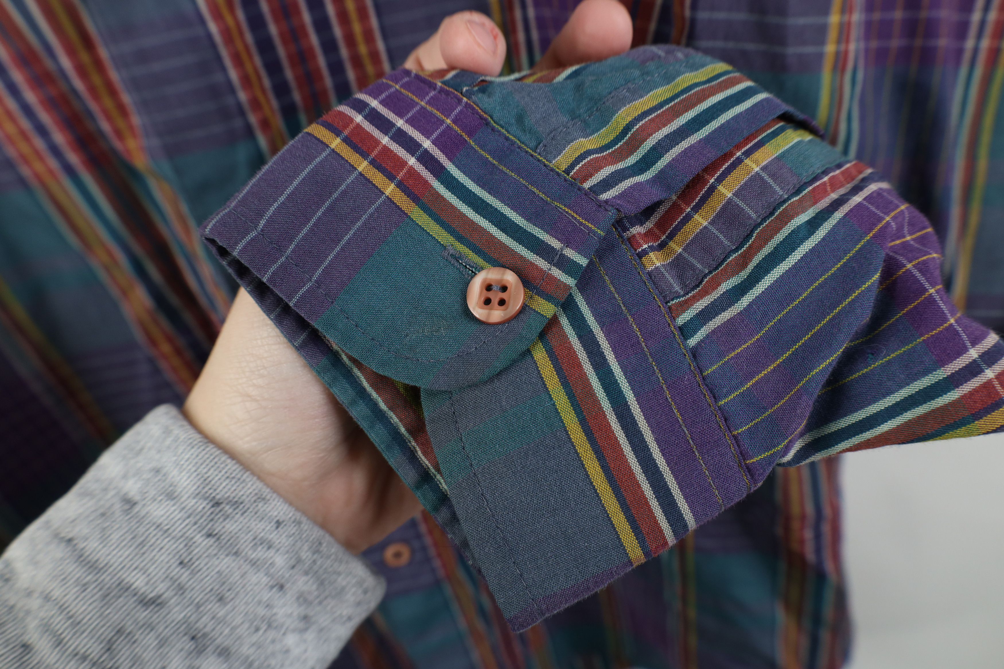 Levi's Vintage 80s Levis Rainbow Madras Plaid Button Down Shirt Size US L / EU 52-54 / 3 - 6 Thumbnail
