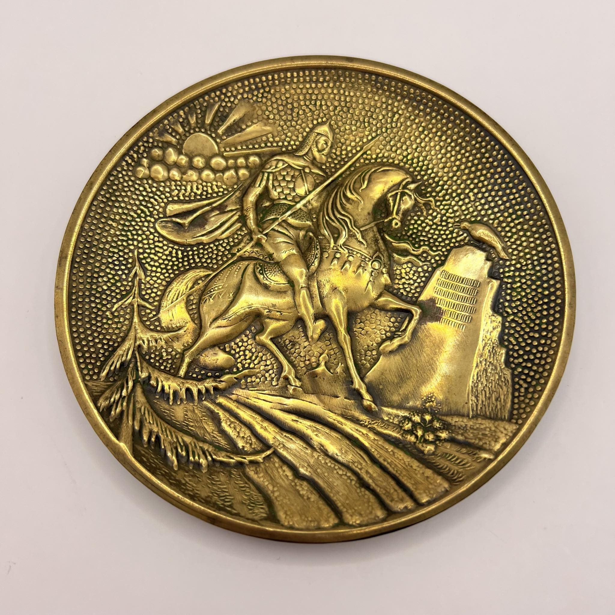 Vintage Vintage soviet Wall Plate Ashtray Brass Myth Fairytale Folk Size ONE SIZE - 2 Thumbnail