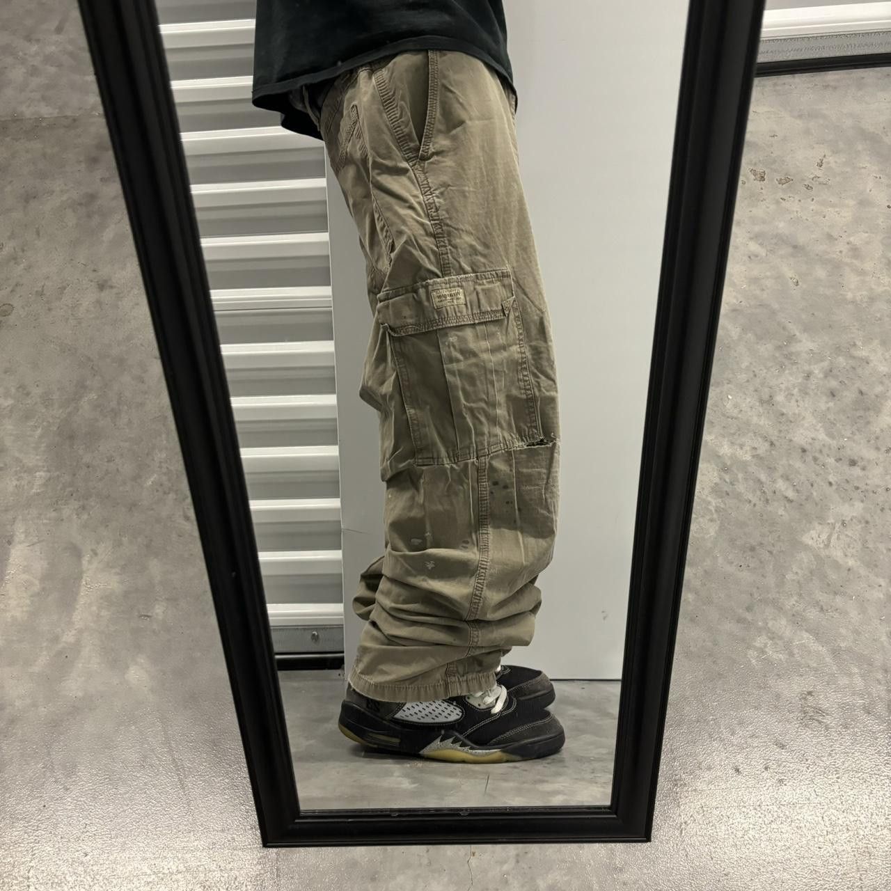 Japanese Brand × Vintage Crazy Vintage Y2K/2000s Baggy Khaki Skater Workwear Distressed Cargo Pants! Size US 36 / EU 52 - 2 Thumbnail