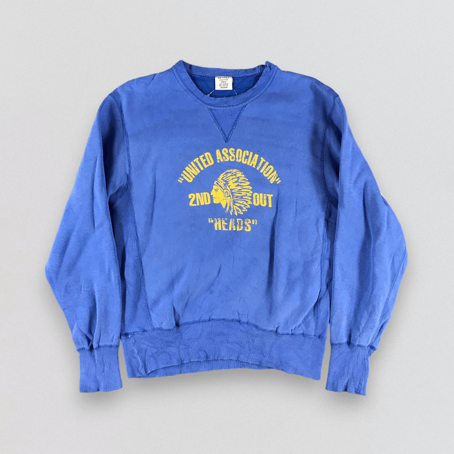 image of Vintage United Association Sun Faded Sweatshirt in Faded Blue, Men's (Size Medium)